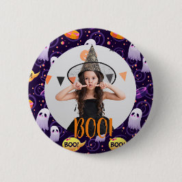 かわいい幽霊ハロウィンカスタムのフォトボタン 缶バッジ