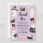 かわいい幽霊ハロウィンガールバースデーパーティー サンキューカード (正面)