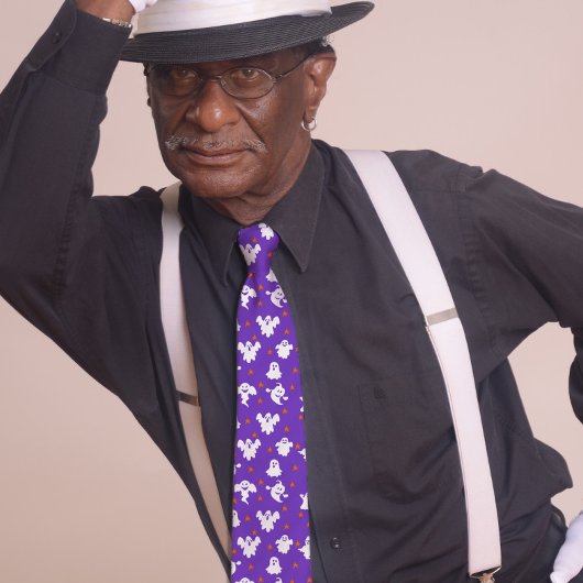 かわいい幽霊ハロウィンパープル ネクタイ