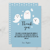 かわいい幽霊ハロウィンボーイベビーシャワー サンキューカード (正面/裏面)