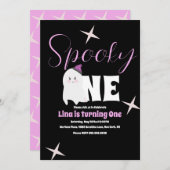 かわいい幽霊ハロウィン誕生日不気味ワン 招待状 (正面/裏面)