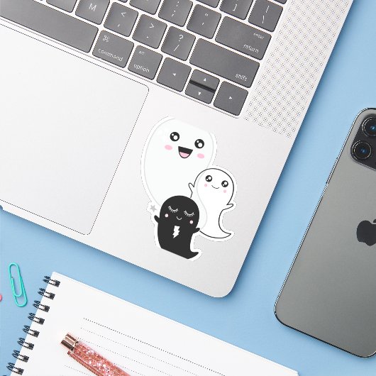 かわいい幽霊ハロウィーンかわいい シール (ノートパソコンとiPhone)