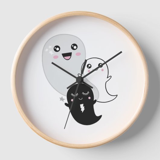 かわいい幽霊ハロウィーンかわいい 壁時計 (正面)