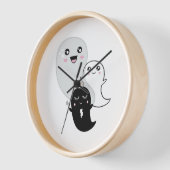 かわいい幽霊ハロウィーンかわいい 壁時計 (傾斜)