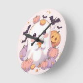 かわいい幽霊ハロウィーンの壁時計 – 不気味デコール ラウンド壁時計 (傾斜)