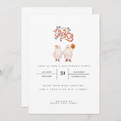 かわいい幽霊ハロウィーンの招待状をプレゼント 招待状 (正面/裏面)