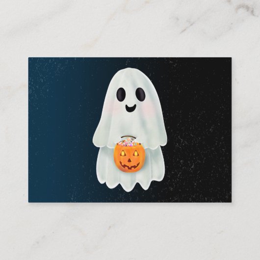 かわいい幽霊ハロウィーンの本の赤ちゃんシャワー エンクロージャーカード (裏面)