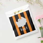 かわいい幽霊ハロウィーンオレンジ+ブラックストライプパーティー フェイバーバッグ (封をした状態)