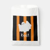 かわいい幽霊ハロウィーンオレンジ+ブラックストライプパーティー フェイバーバッグ (正面)