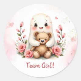 かわいい幽霊ハロウィーンテーマチームガールジェンダーの明かす ラウンドシール