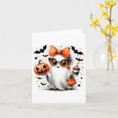 かわいい幽霊ハロウィーンディバカートゥーンサングルズハン カード (黄色い花)