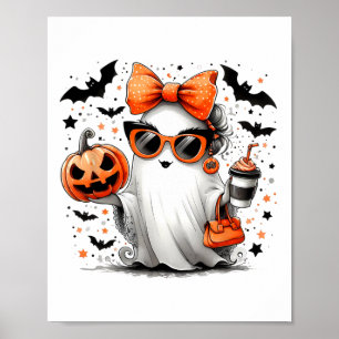かわいい幽霊ハロウィーンディバカートゥーンサングルズハン ポスター