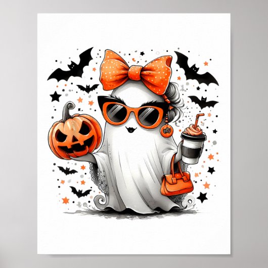 かわいい幽霊ハロウィーンディバカートゥーンサングルズハン ポスター (正面)