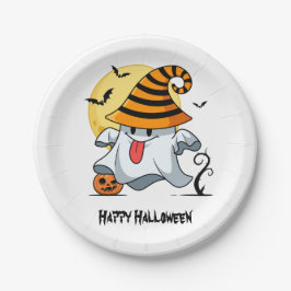 かわいい幽霊ハロウィーンデザイン ペーパープレート