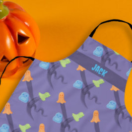 かわいい幽霊ハロウィーンデザイン、薄紫カスタマイズ エプロン