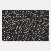 かわいい幽霊ハロウィーンパターンギフト ラッピングペーパーシート (正面3)