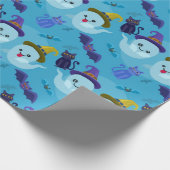 かわいい幽霊ハロウィーンパターン ラッピングペーパー (角)