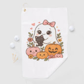かわいい幽霊ハロウィーンブラックキャットカボチャ秋スポオ ゴルフタオル (インサイチュ)