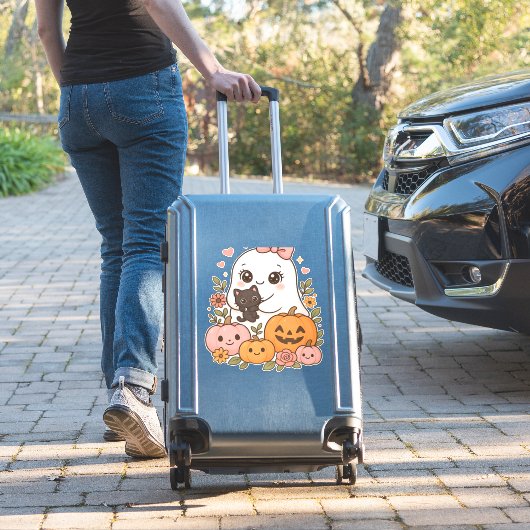 かわいい幽霊ハロウィーンブラックキャットカボチャ秋スポオ シール (スーツケースインサイチュ)