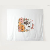 かわいい幽霊ハロウィーンブラックキャットカボチャ秋スポオ タペストリー (正面(横))