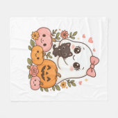 かわいい幽霊ハロウィーンブラックキャットカボチャ秋スポオ フリースブランケット (正面(横))