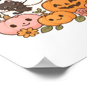 かわいい幽霊ハロウィーンブラックキャットカボチャ秋スポオ ポスター (角)