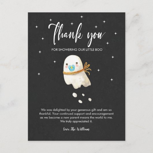 かわいい幽霊ハロウィーンベビーシャワーサンキューカード ポストカード (正面)