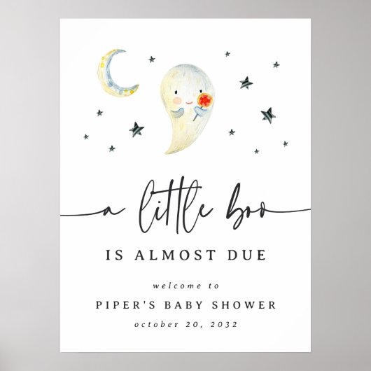 かわいい幽霊ハロウィーンベビーシャワー歓迎サイン ポスター (正面)