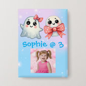 かわいい幽霊ハロウィーン子供の誕生日ボタン 缶バッジ (正面)