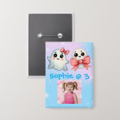 かわいい幽霊ハロウィーン子供の誕生日ボタン 缶バッジ (正面/裏面)