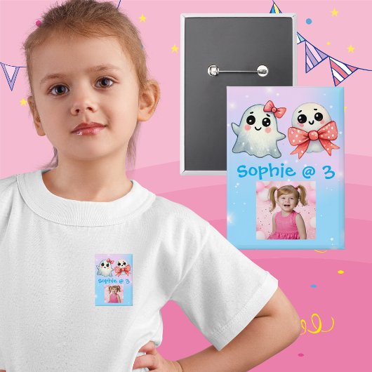 かわいい幽霊ハロウィーン子供の誕生日ボタン 缶バッジ