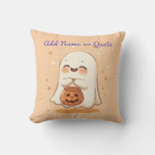 かわいい幽霊ハロウィーン枕 – 編集可能な名前または現物 クッション (正面)