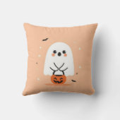 かわいい幽霊ハロウィーン枕 – 編集可能文字 クッション (裏面)