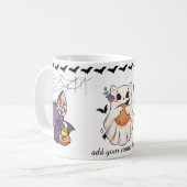かわいい幽霊ハロウィーン猫 – カスタマイズ可能 コーヒーマグカップ (正面左)