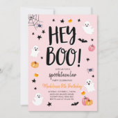 かわいい幽霊ハロウィーン誕生日パーティーの招待状 招待状 (正面)