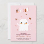 かわいい幽霊ハロウィーン誕生日パーティーの招待 招待状 (正面)