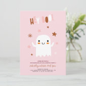 かわいい幽霊ハロウィーン誕生日パーティーの招待 招待状 (スタンド正面)