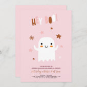 かわいい幽霊ハロウィーン誕生日パーティーの招待 招待状 (正面/裏面)