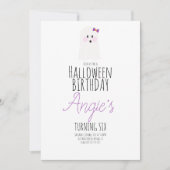 かわいい幽霊ハロウィーン誕生日パーティーイベント 招待状 (正面)