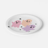 かわいい幽霊ハロウィーン誕生日パーティーガールパステル ペーパープレート (アングル)