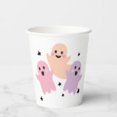 かわいい幽霊ハロウィーン誕生日パーティーガールパステル 紙コップ (裏面)