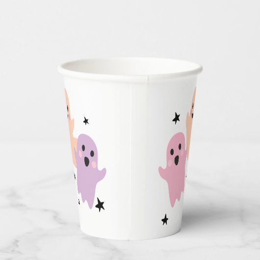 かわいい幽霊ハロウィーン誕生日パーティーガールパステル 紙コップ (右)