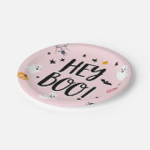 かわいい幽霊ハロウィーン誕生日パーティーガールピンク ペーパープレート (アングル)