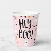 かわいい幽霊ハロウィーン誕生日パーティーガールピンク 紙コップ (裏面)