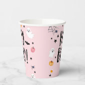 かわいい幽霊ハロウィーン誕生日パーティーガールピンク 紙コップ (左)