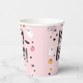 かわいい幽霊ハロウィーン誕生日パーティーガールピンク 紙コップ (右)