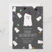 かわいい幽霊ハロウィーン誕生日衣装ウィッチ 招待状 (正面)