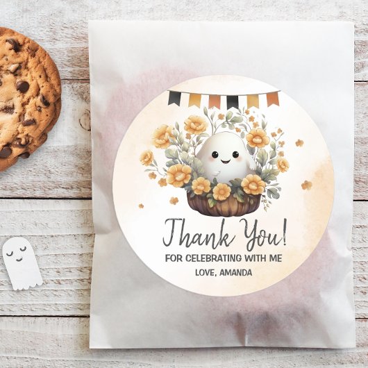 かわいい幽霊ハロウィーン誕生日 ラウンドシール