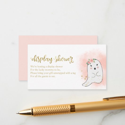 かわいい幽霊ハロウィーン赤ちゃんシャワー表示シャワー エンクロージャーカード (正面/裏面インサイチュ)