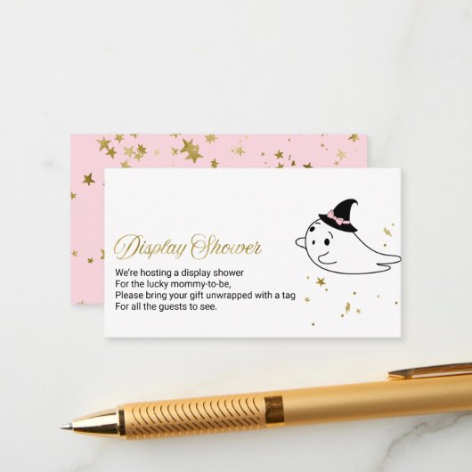 かわいい幽霊ハロウィーン赤ちゃんシャワー表示シャワー エンクロージャーカード (正面/裏面インサイチュ)